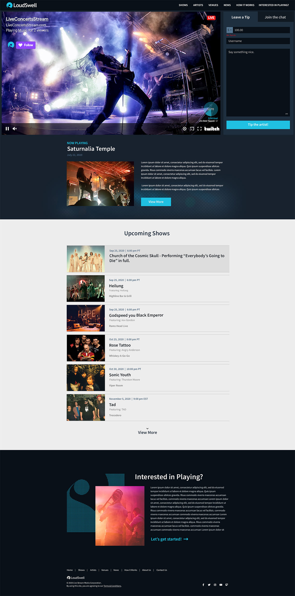 LoudSwell Website Homepage Design